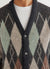 grey mohair cardigan with argyle in cream, blue and brown