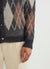 grey mohair cardigan with argyle in cream, blue and brown