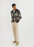 grey mohair cardigan with argyle in cream, blue and brown