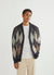 grey mohair cardigan with argyle in cream, blue and brown