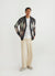 grey mohair cardigan with argyle in cream, blue and brown