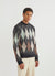 grey mohair crew neck with argyle print in blue, brown, white and beige