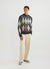 grey mohair crew neck with argyle print in blue, brown, white and beige