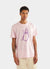 pink t shirt with purple print of aubergine