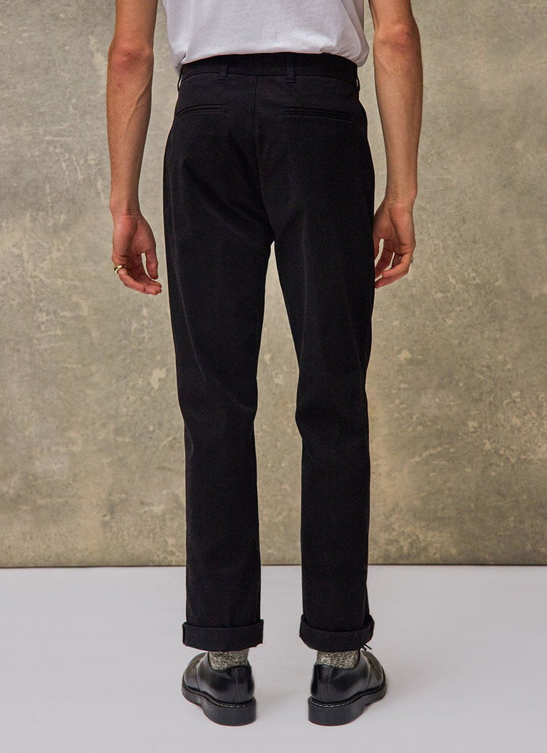 Men's Straight Leg Trousers | Black Twill & Percival Menswear