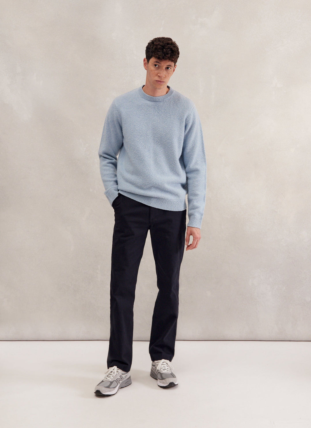 Men's Crew Neck Sweater | Brushed Wool Sweater | Sky Blue & Percival ...