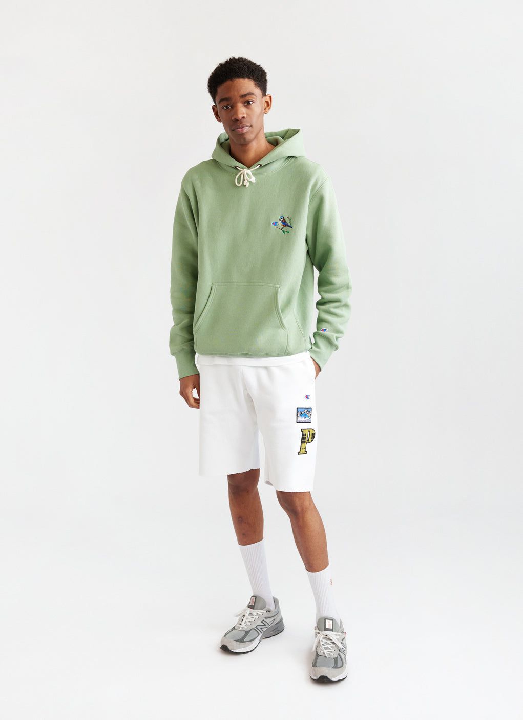 Champion hoodie and cheap shorts set