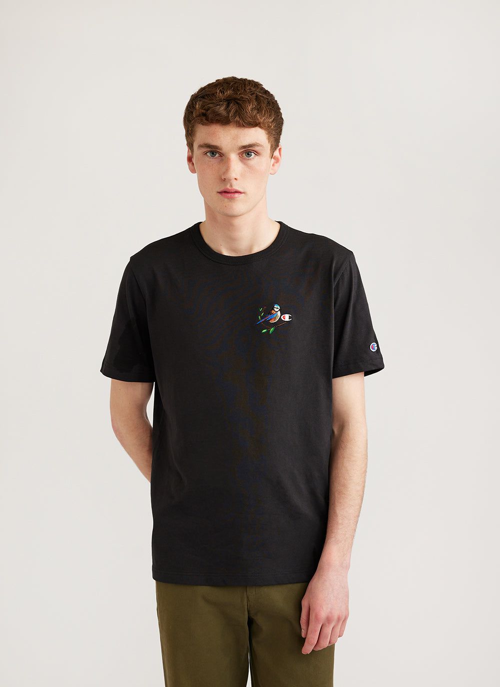 Blue and black champion shirt top