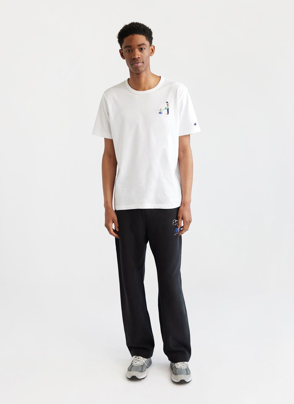 Men's Black Embroidered Champion Trackpants | Soho & Percival Menswear