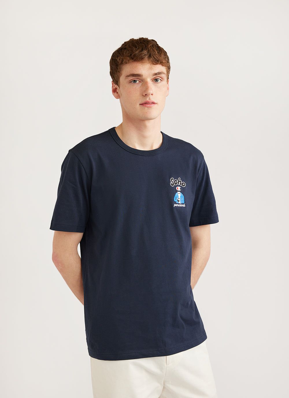 Champion navy blue t shirt hot sale