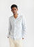 Check Long Sleeve Cuban Linen Shirt | Blue