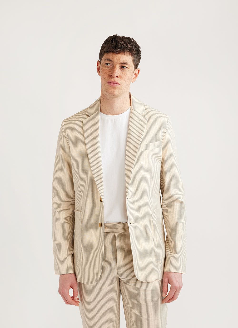 Striped linen blazer online
