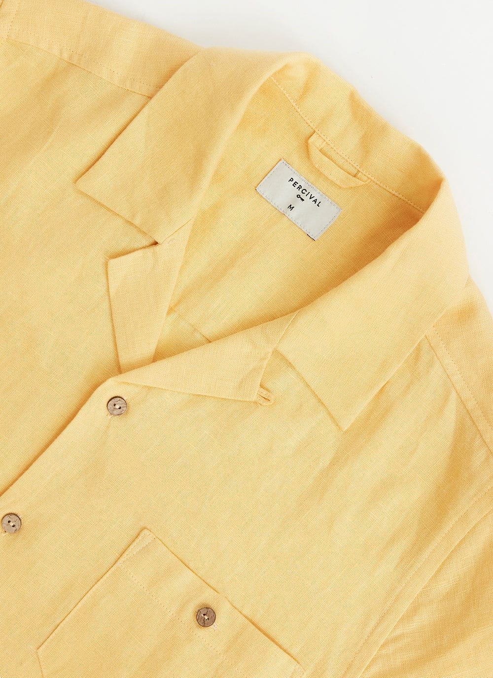 Men s Cuban Collar Shirt Linen Shirt Lemon Percival Menswear