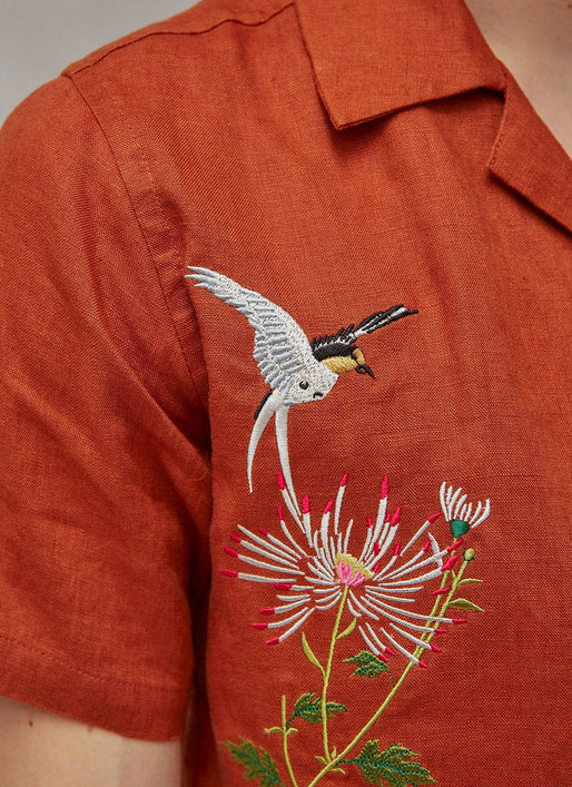Men's Tapestry Cuban Linen Shirt, Wild Flower Meadow