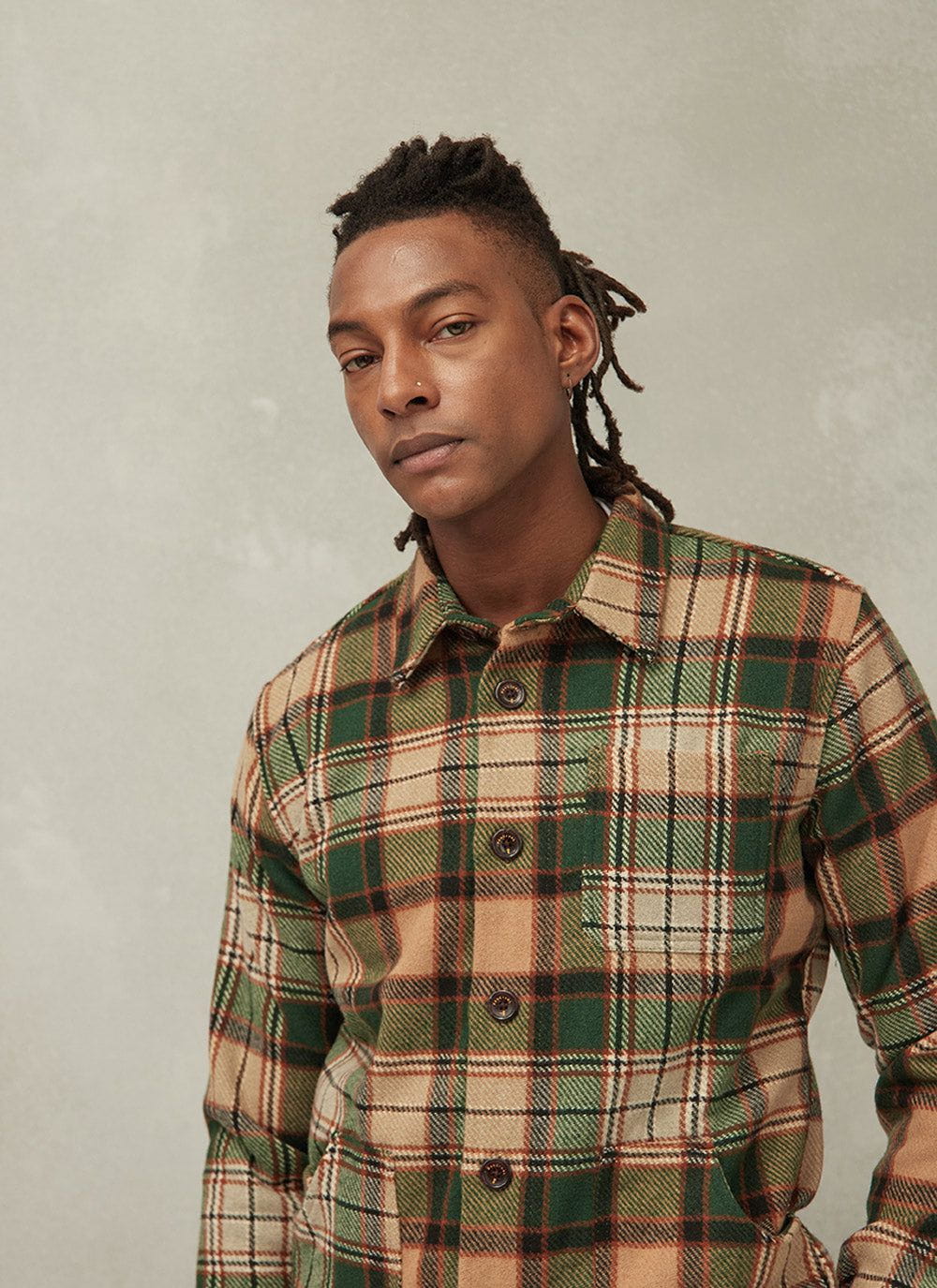 Men's Check Overshirt | Shacket | Forest Green | Percival Menswear