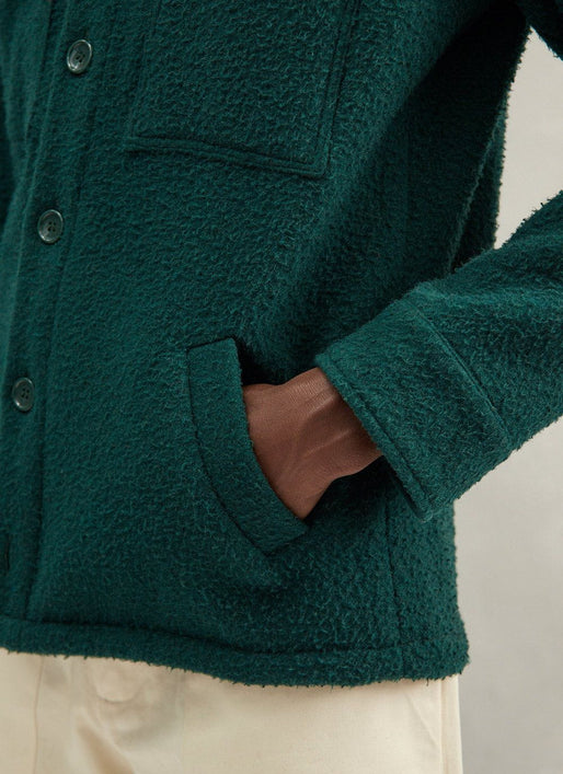 Men's Blanket Overshirt | Casentino Wool Shacket | Green | Percival Menswear