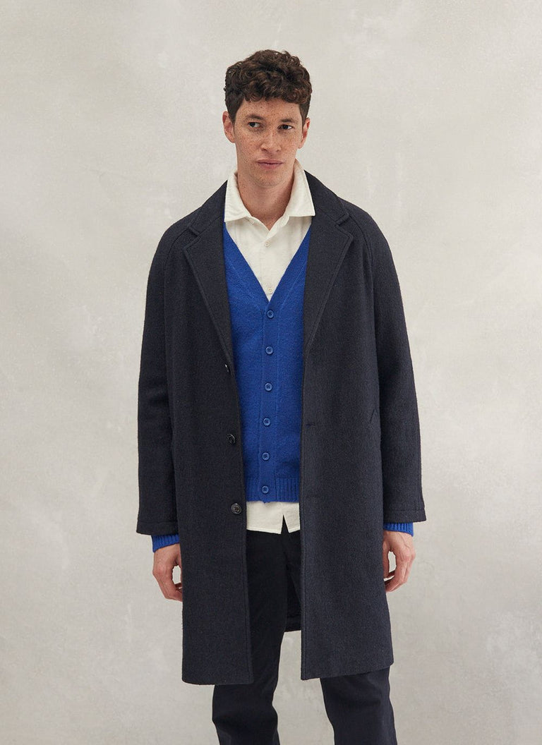 Men's Cardigan | Brushed Wool | Cobalt Blue Knit & Percival Menswear