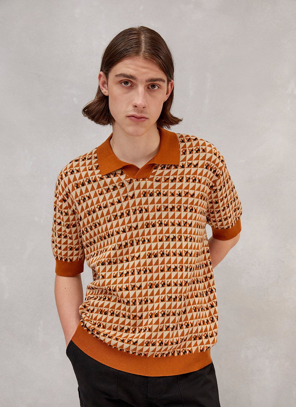 Men's Knitted Munari Polo Shirt | Tan | Campari & Percival Menswear