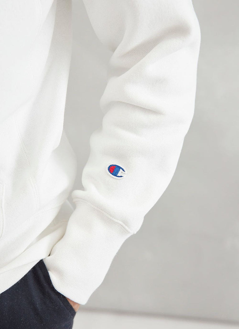 Men's White Embroidered Champion Hoodie | Fungus Pals & Percival Menswear