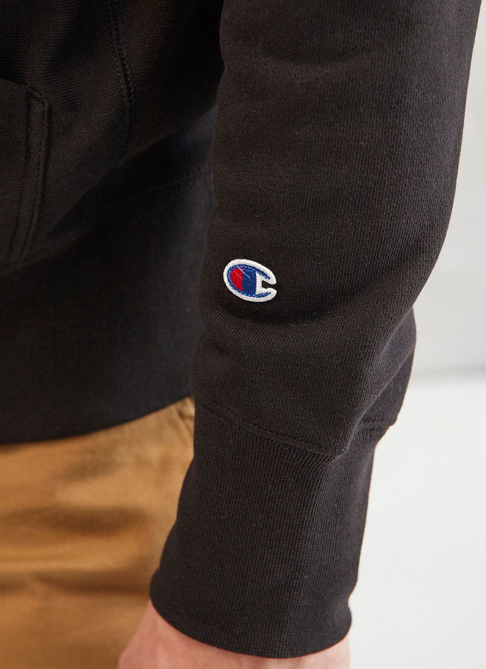 Men s Black Embroidered Champion Hoodie Koi Carp Percival Menswear