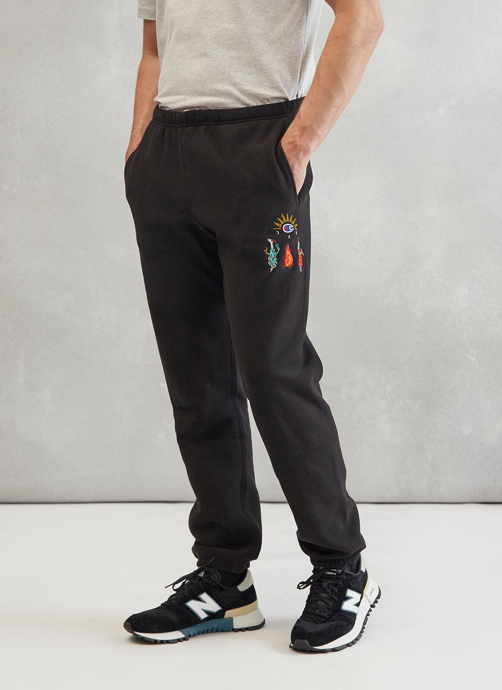 Men s Black Champion Joggers Solstice Tracksuit Bottoms
