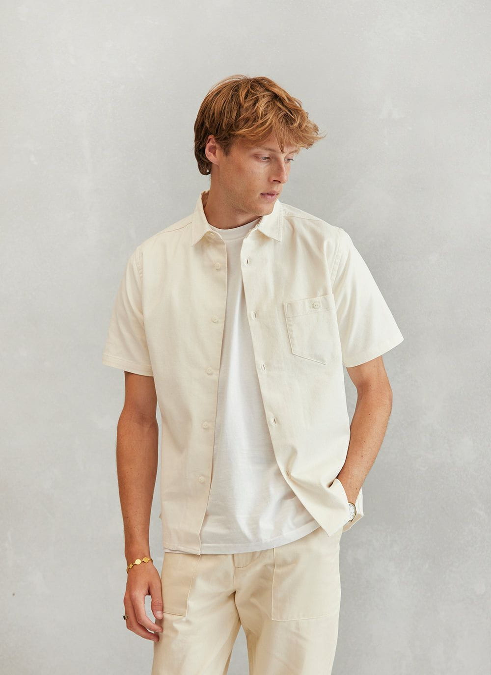 Men s Corduroy Shirt Collared Shirt White Percival Menswear