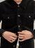 Pleated Denton Jacket | Black Cotton Suede