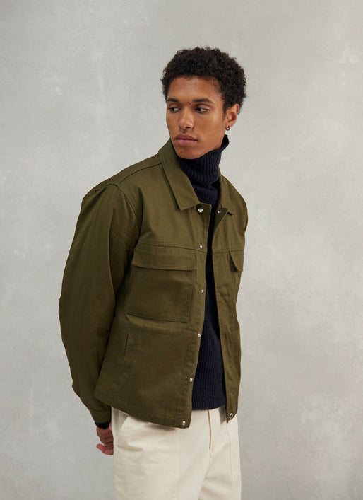 Men's Utility Jacket | Khaki Cotton Twill & Percival Menswear