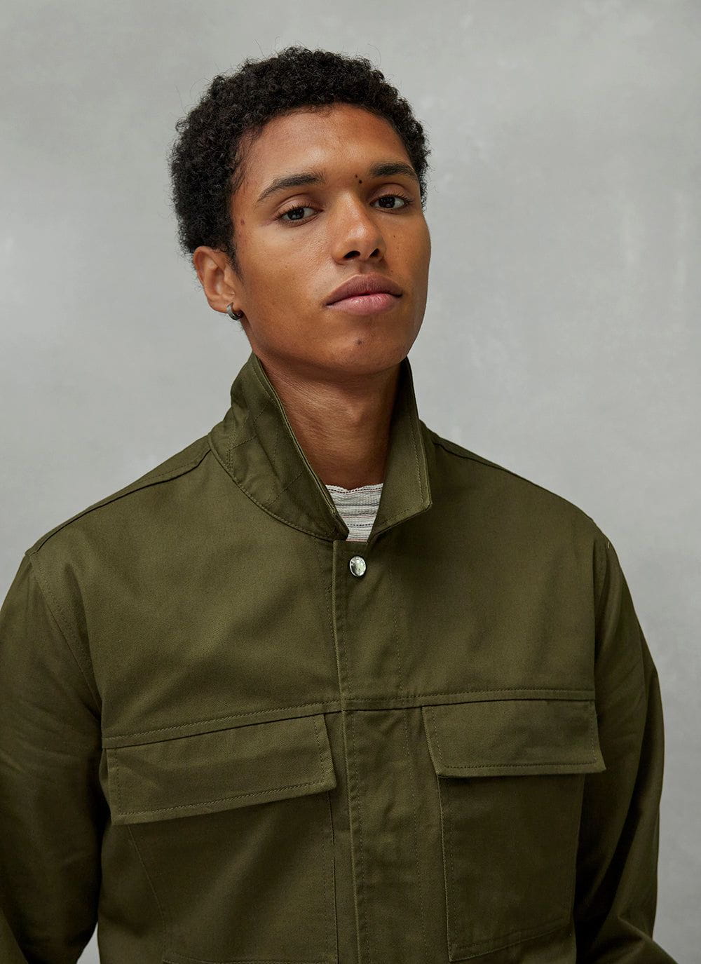 Men's Utility Jacket Khaki Cotton Twill