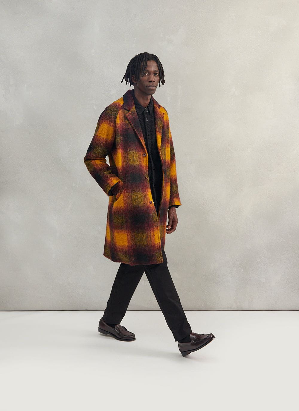 Mustard on sale check coat