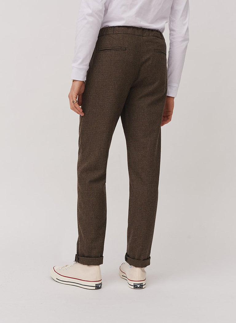 Men's Casual Everyday Trousers | Espresso Mini Check & Percival Menswear