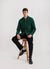 forest casentino wool bomber jacket styled with straight leg black cord trousers and black dress shoes