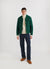 forest casentino wool bomber jacket styled with ecru roll neck, navy trousers and brown suede boots