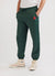 Forest green trackpants with orange octopus embroidery on left thigh