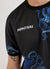 Black football shirt with large navy octopus prints, percival logo on right chest