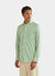 green and white striped long sleeve shirt with oversized buttons