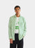 green and white striped long sleeve shirt with oversized buttons
