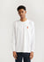 Hot Chilli Sauce Long Sleeve T Shirt | Embroidered Organic Cotton | White