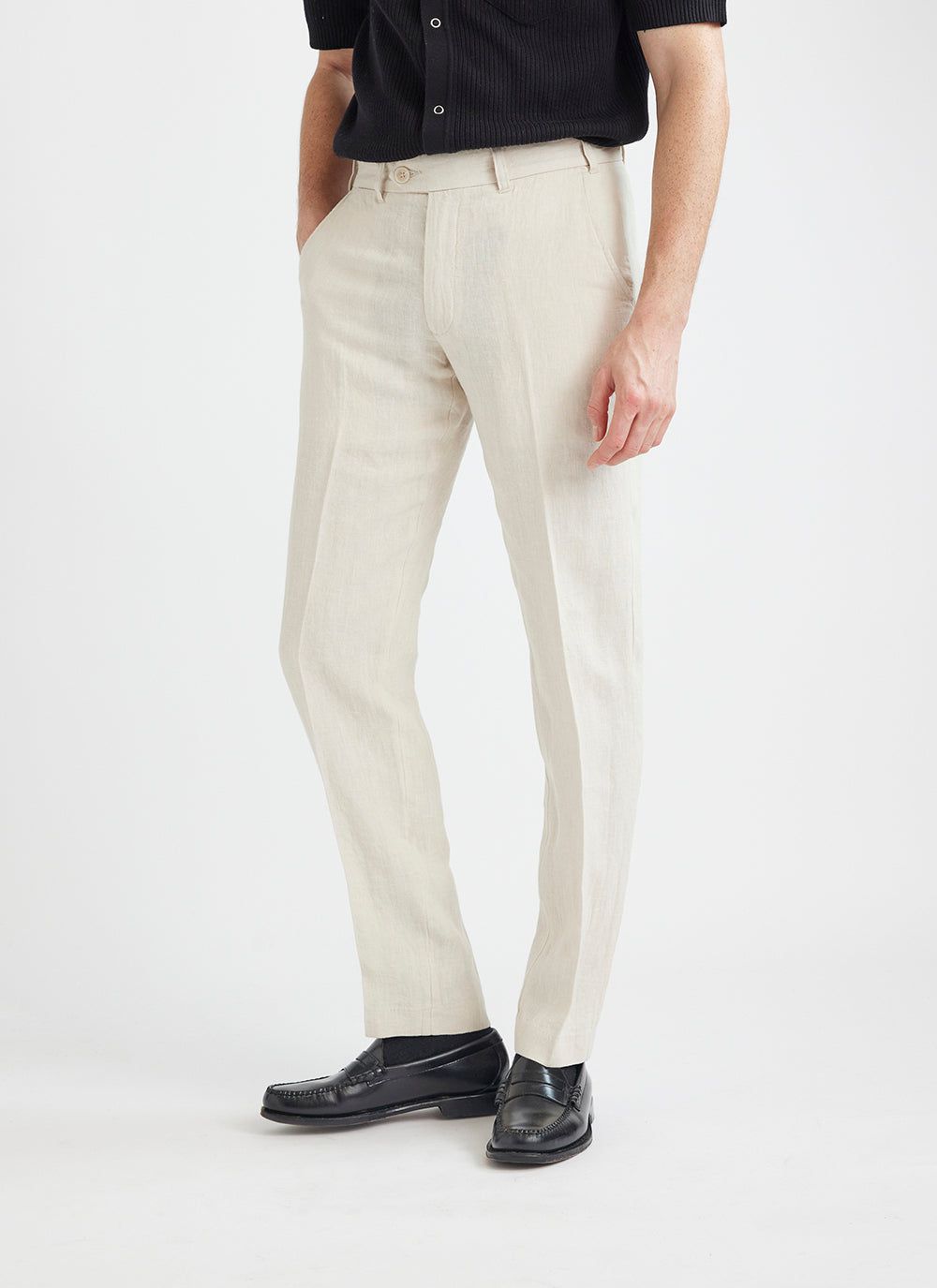 Men's Tailored Linen Suit Trousers | Natural Beige & Percival Menswear