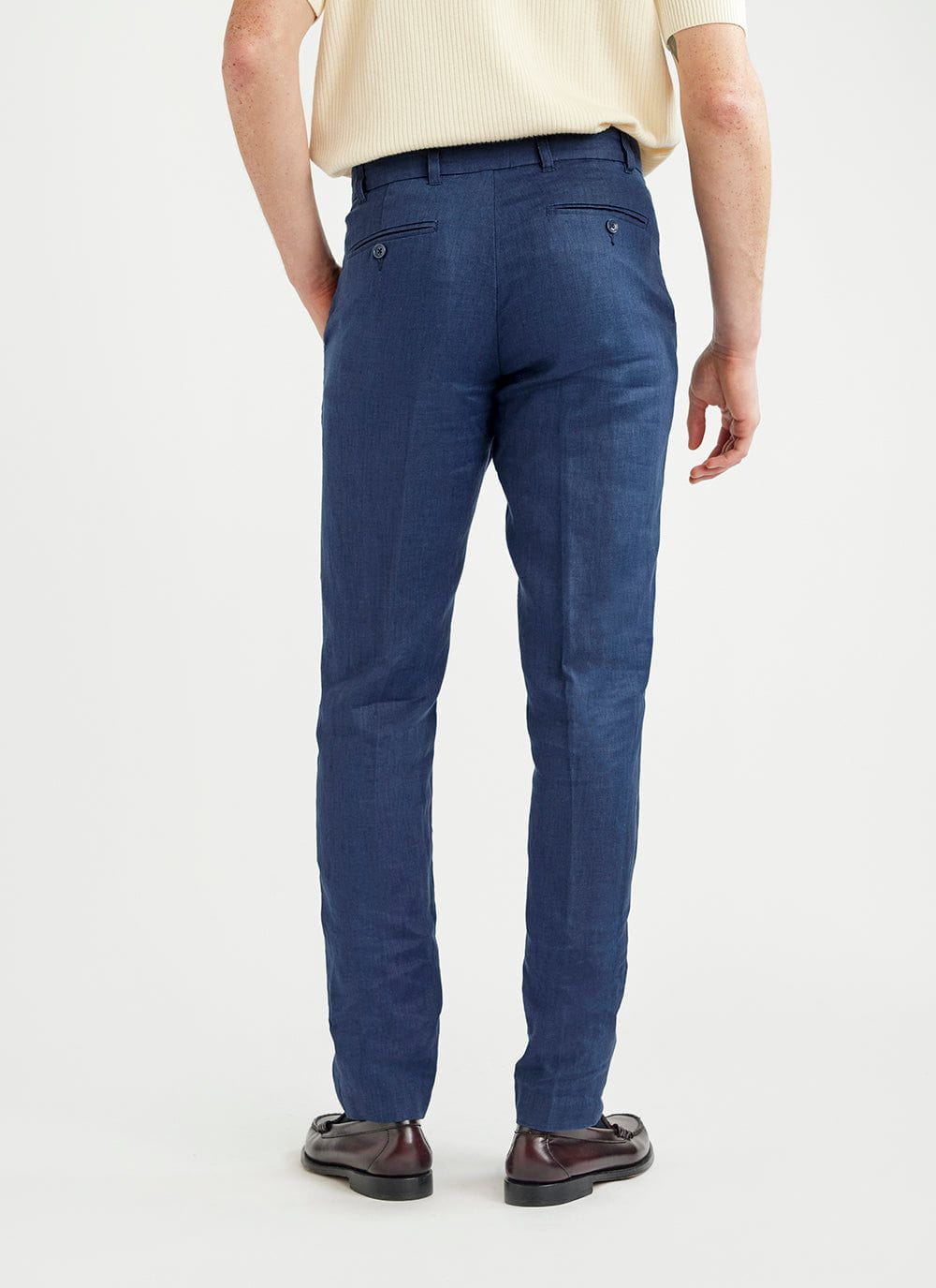 Men s Tailored Linen Trousers Wedding Suit Navy Blue