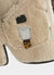 brown suede and white shearling coat with collar and buttons