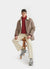 light brown suede and white shearling coat with collar and buttons