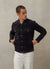 Pleated Denton Jacket | Navy Cotton Suede
