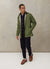 Pleated Denton Jacket | Navy Cotton Suede