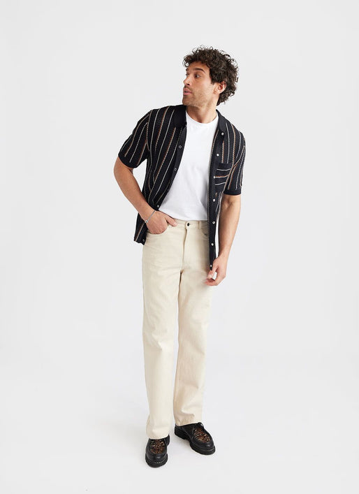 Men's Knitted Short Sleeve Shirt | Nawa Pinstripe Shirt | Percival ...