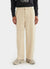 ecru wide leg trousers with embroidery of a blue pepper with a cane on right back pocket