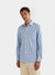 blue and white striped long sleeve shirt with oversized buttons