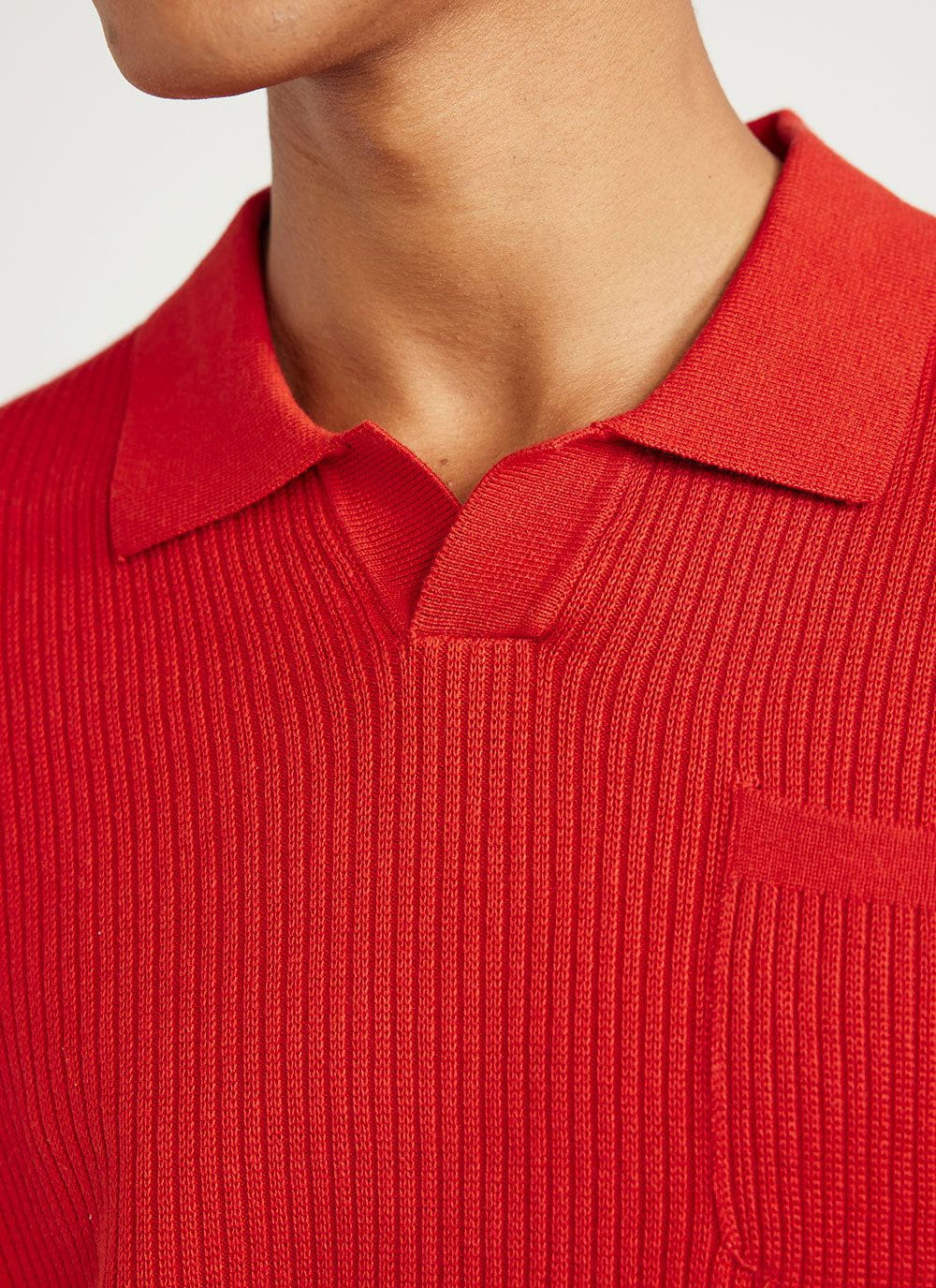 Pullover Polo Shirt Knitted Cotton Red Percival Menswear