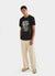 black short sleeve t shirt with white print of a cartoon snail and text "quite tricky"