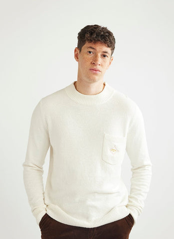 Receptionist Boucle Mock Neck Men s Knitted Jumper White